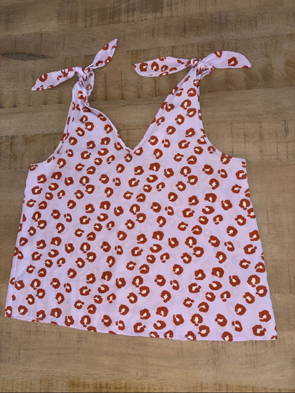 Karlie Lavender Leopard Print Tank Top Medium Bows at Shoulder Summer